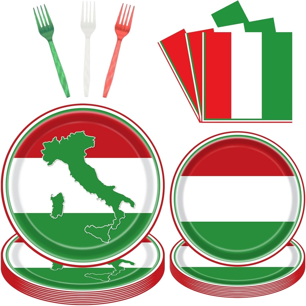 Italian Flag Party Supplies Disposable Tableware Set